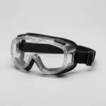 Clear polycarbonate safety goggles with vented frame and elastic strap