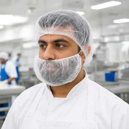 Disposable Beard Cover in use in a clean workplace in UAE