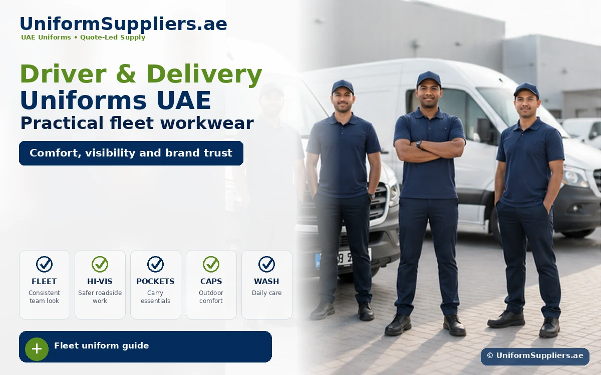 Driver and delivery team uniforms image for UAE fleet workwear