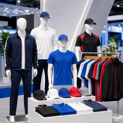 Event crew and promotional uniforms including polo shirts, T-shirts, caps and jackets