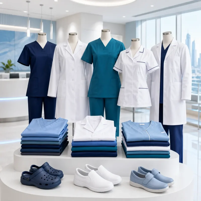 Healthcare uniforms including scrubs, lab coats and clinic staff uniforms in the UAE
