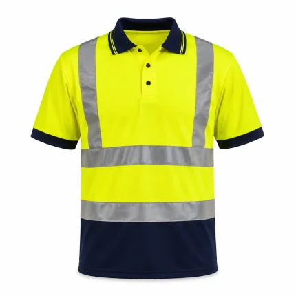 High-visibility polo shirt product image for safety uniform supply in the UAE and GCC.