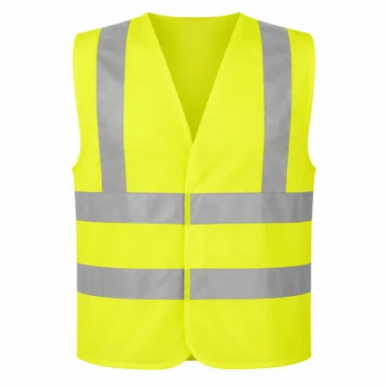 High-visibility safety vest product image for safety uniform supply in the UAE and GCC.