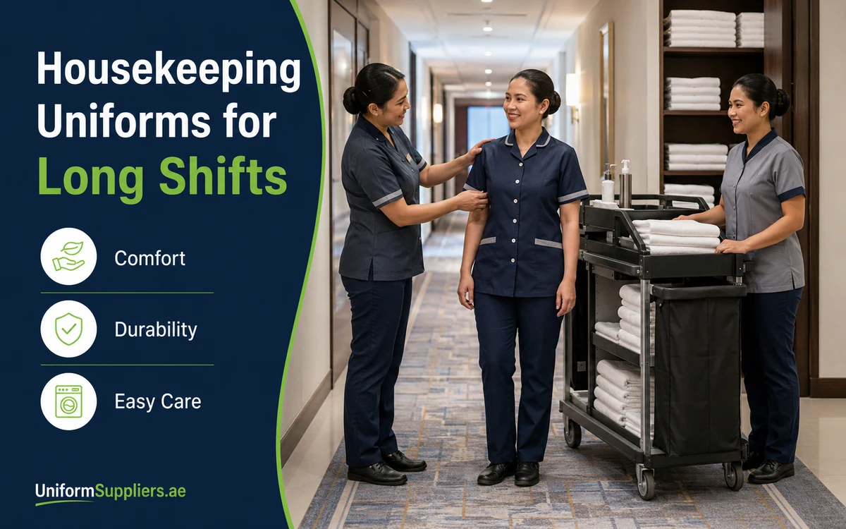 Housekeeping uniforms for long shifts hero image for UAE hospitality teams