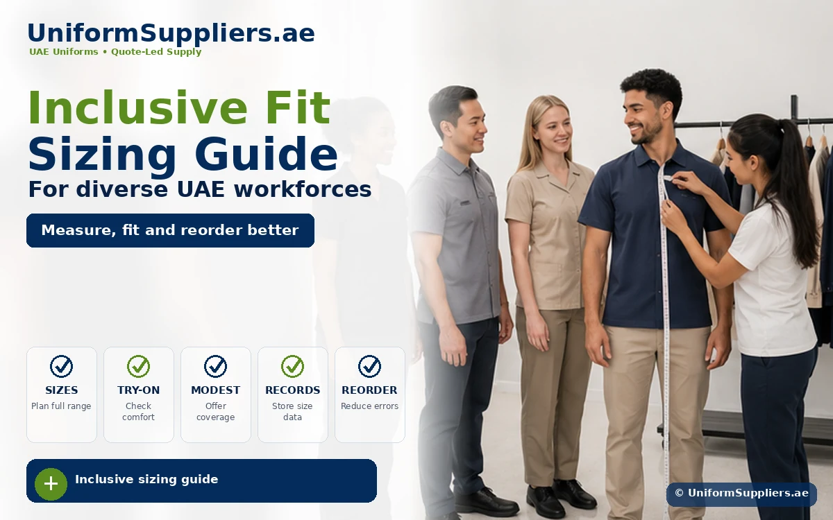 Inclusive fit and uniform sizing guide image for UAE workforces
