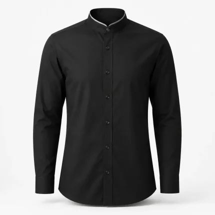Mandarin-collar shirt product image for hospitality and corporate uniform supply in the UAE and GCC.