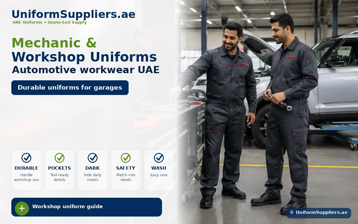 Mechanic and automotive workshop uniforms image for UAE garages