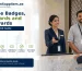 Reception staff in corporate uniforms wearing blank name badges and lanyards with ID cards at a hotel front desk