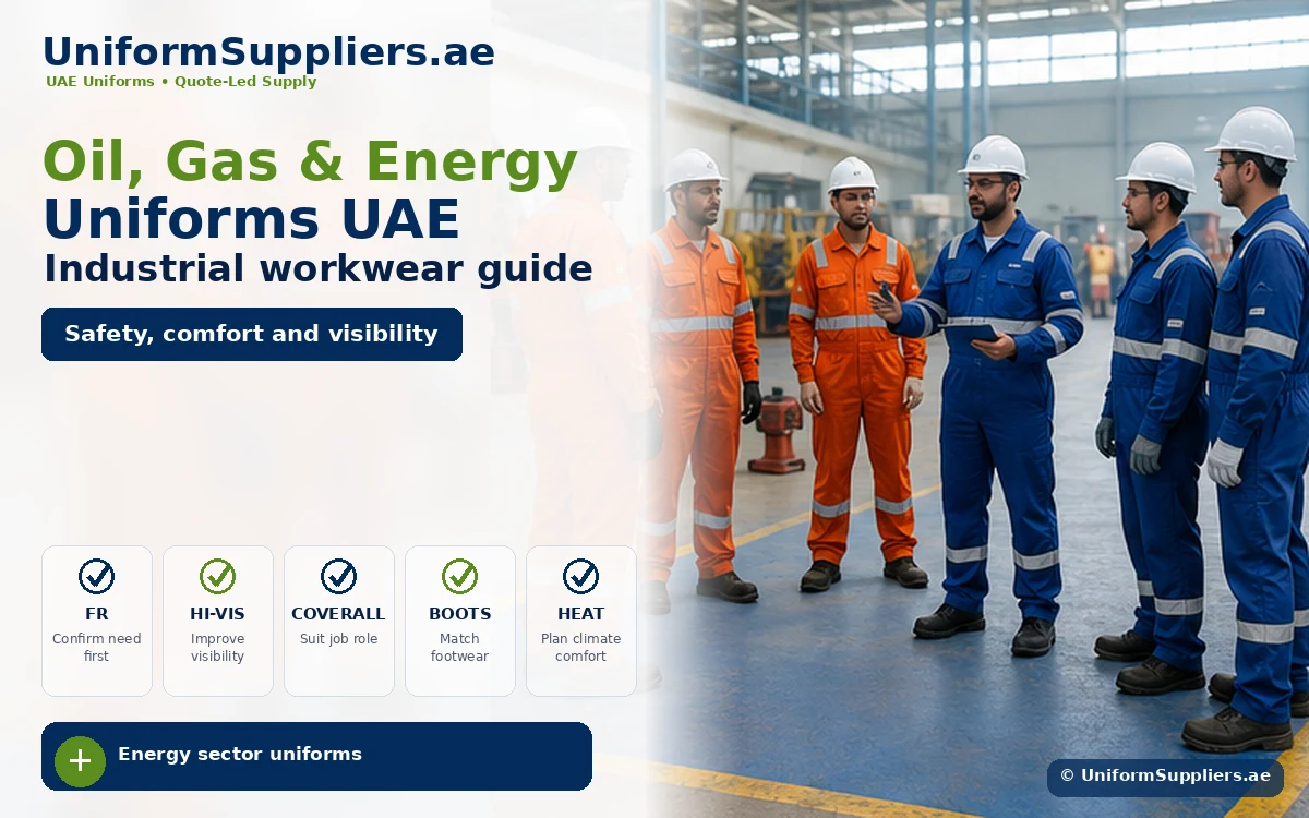 Oil gas and energy sector uniforms image for UAE industrial teams