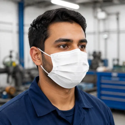 Paper face mask product image for disposable protective wear supply in the UAE and GCC.