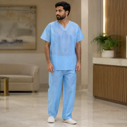 Patient gown suit type product image for healthcare protective wear supply in the UAE and GCC.