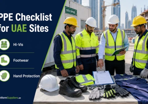 PPE checklist hero image for UAE construction site uniforms and safety wear