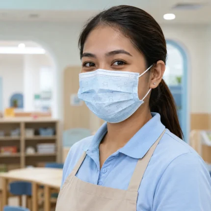 Printed face mask product image for branded protective wear supply in the UAE and GCC.