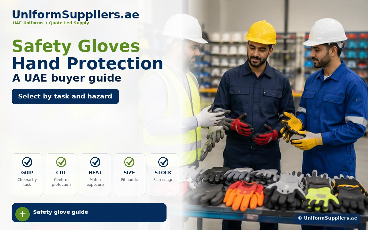 Safety gloves and hand protection image for UAE workwear buyers