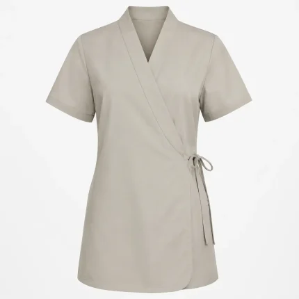 Spa wrap tunic product image for wellness uniform supply in the UAE and GCC.