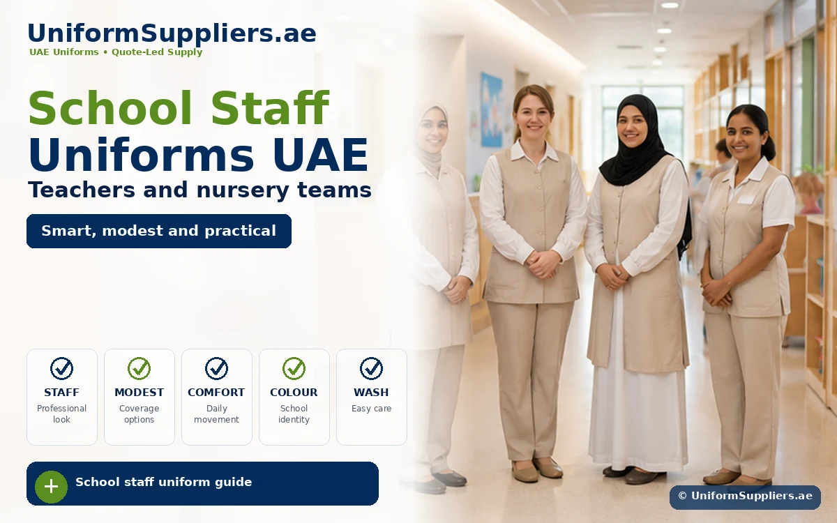 School staff and teacher uniforms image for UAE schools and nurseries
