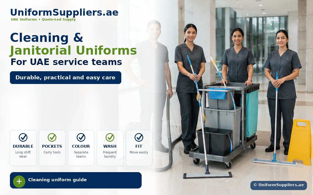Cleaning and janitorial uniforms image for UAE service teams