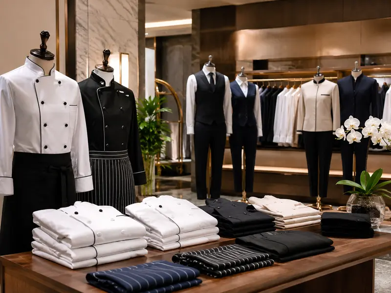 Chef jackets aprons waiter uniforms and hotel staff uniforms for hospitality teams