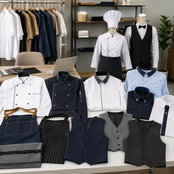 Chef jackets aprons waiter uniforms and hotel staff garments for hospitality uniform orders