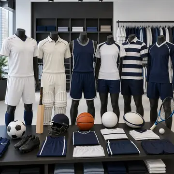 Blank sports team uniforms for football cricket basketball volleyball rugby and racket sports