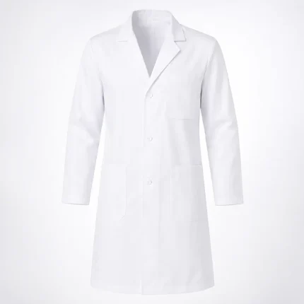 Unisex doctor lab coat product image for medical uniform supply in the UAE and GCC.