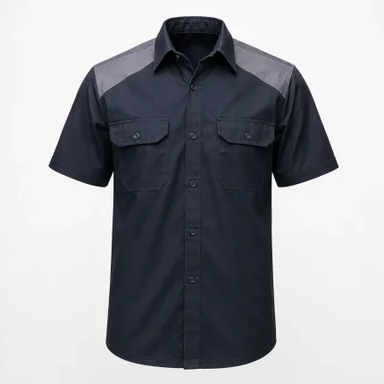 Warehouse half-sleeve work shirt product image for industrial uniform supply in the UAE and GCC.