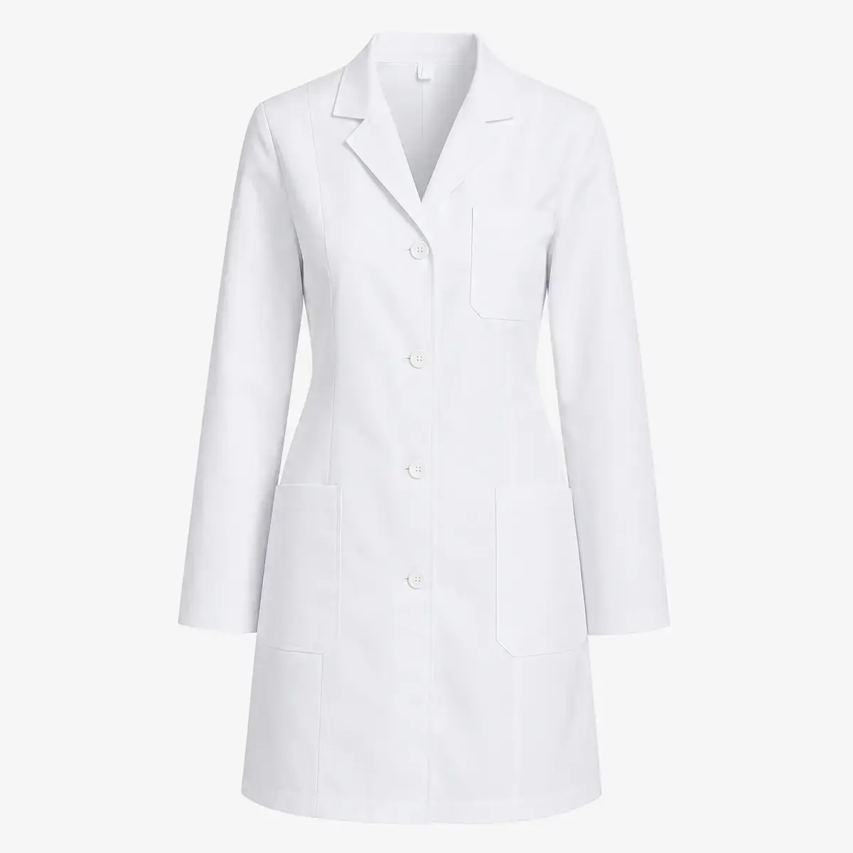 womens-tailored-lab-coat-uniform-supplier-uae-gcc-01 Women's tailored lab coat product image for healthcare uniform supply in the UAE and GCC.