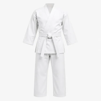 Custom karate gi product image for martial arts uniform supply in the UAE and GCC.