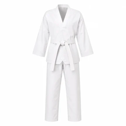 Custom taekwondo dobok product image for martial arts uniform supply in the UAE and GCC.